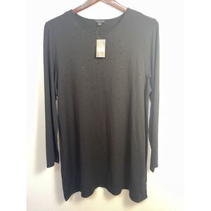 J Jill Wherever Collection Black Sequins‎ XL Long Sleeve Tunic Dress
